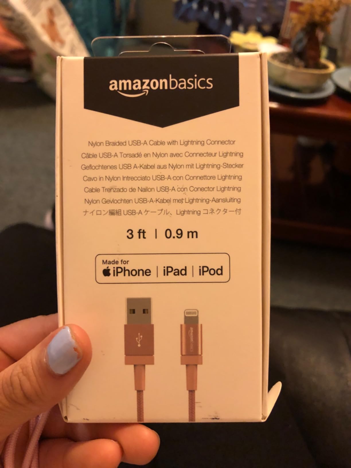 Amazon Basics Cavo Lightning USB-A 1,8 m Grigio Scuro Nylon