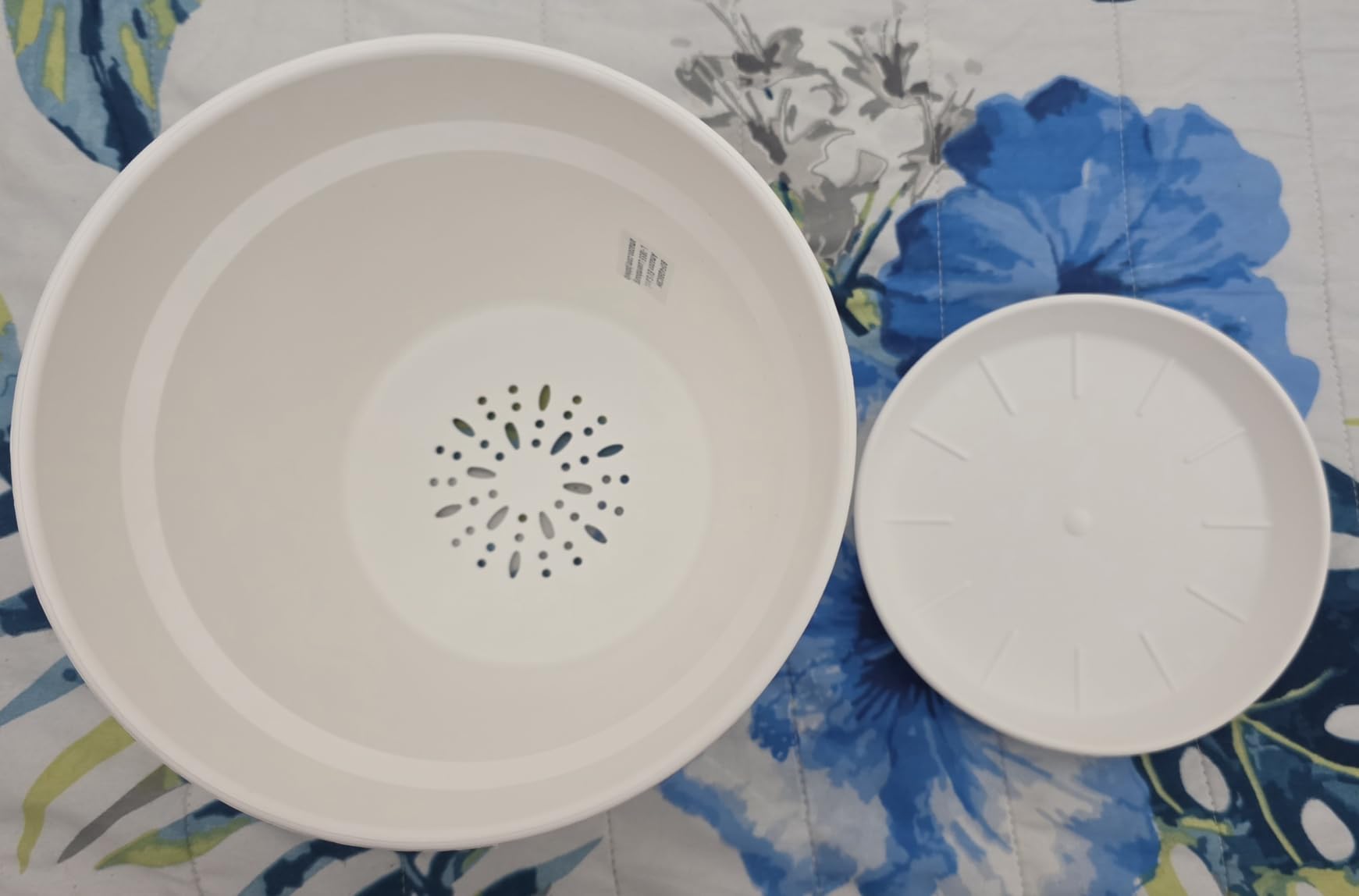 Amazon Basics vaso per piante 20,3 cm bianco con sottovaso