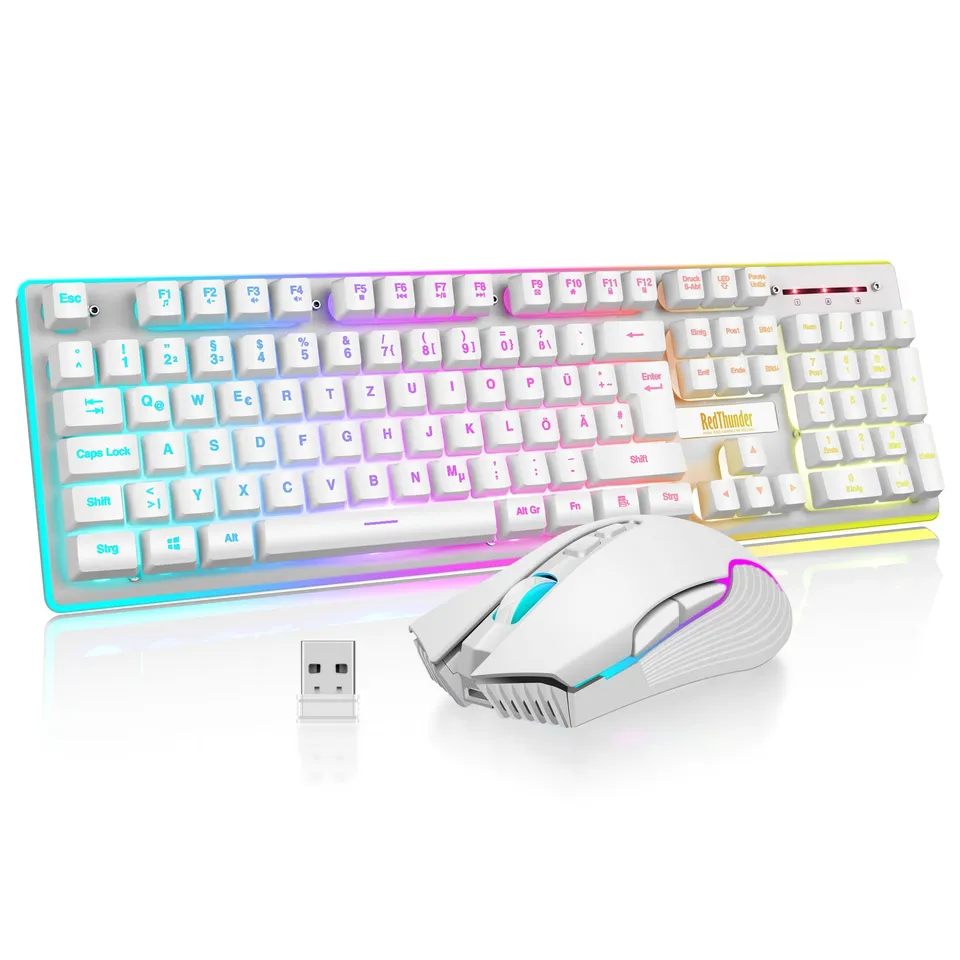 RedThunder K10 Set Tastiera Mouse Wireless Bianca QWERTZ