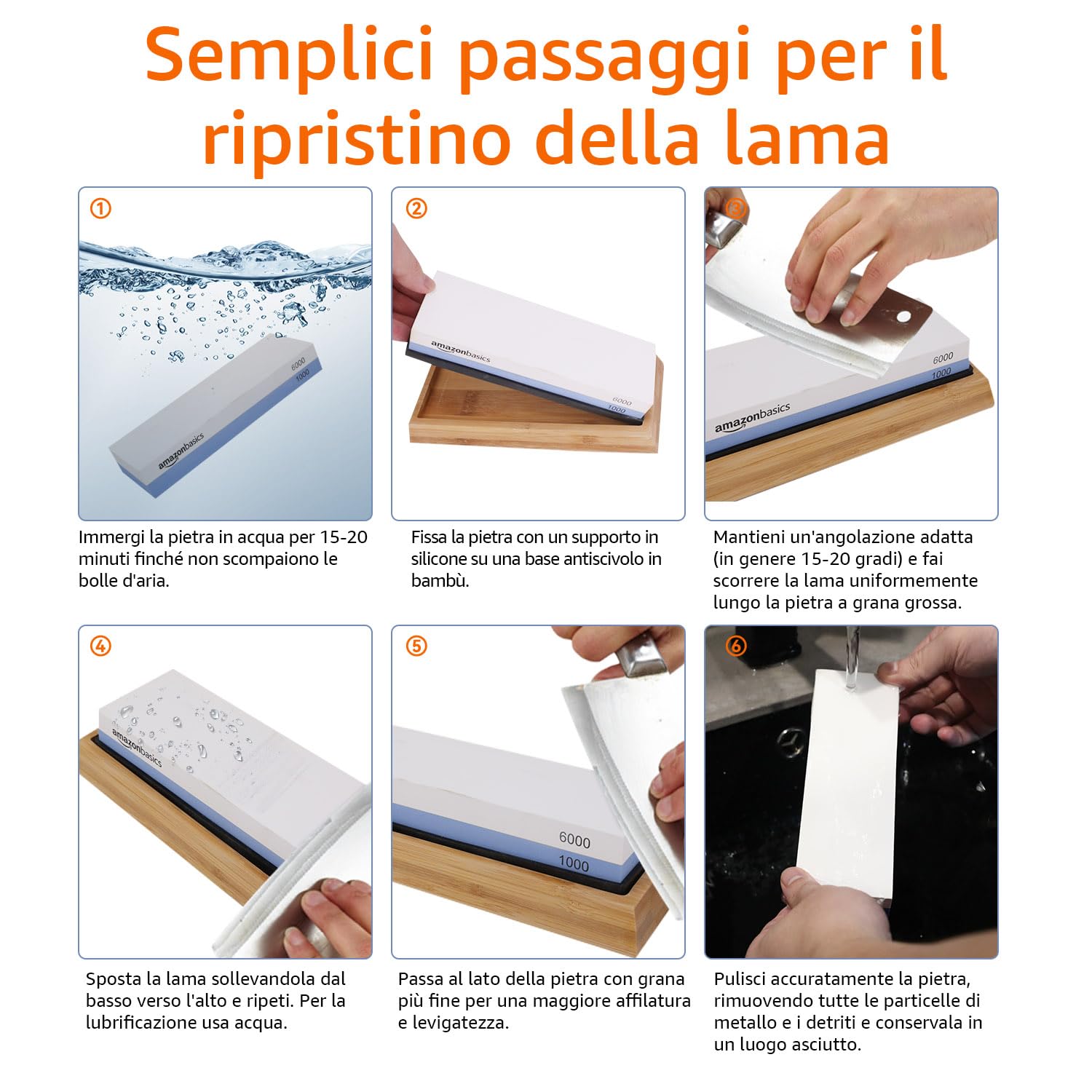 AmazonBasics 1000/6000 Pietra Affilacoltelli Doppia Faccia