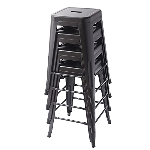 Amazon Basics sgabelli da bar metallo 61 cm set 4 nero impilabili