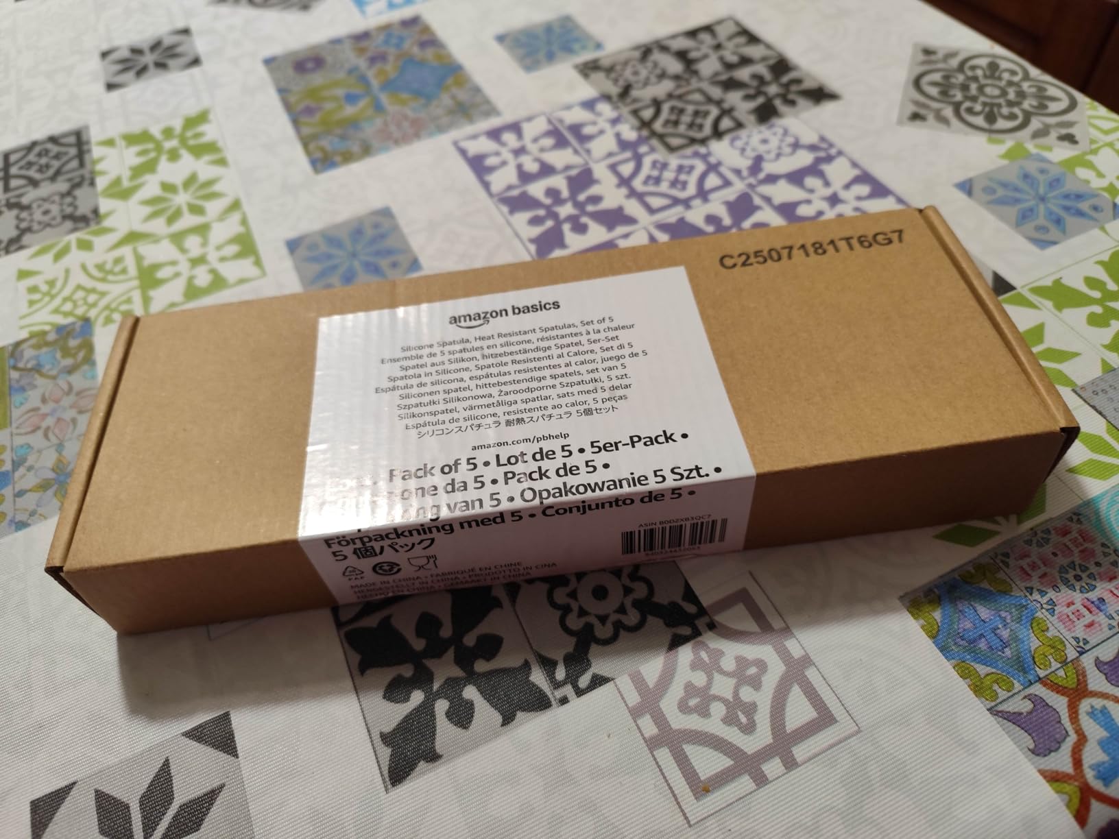 Amazon Basics Set 5 Spatole Silicone Grigio Lino Antiaderenti