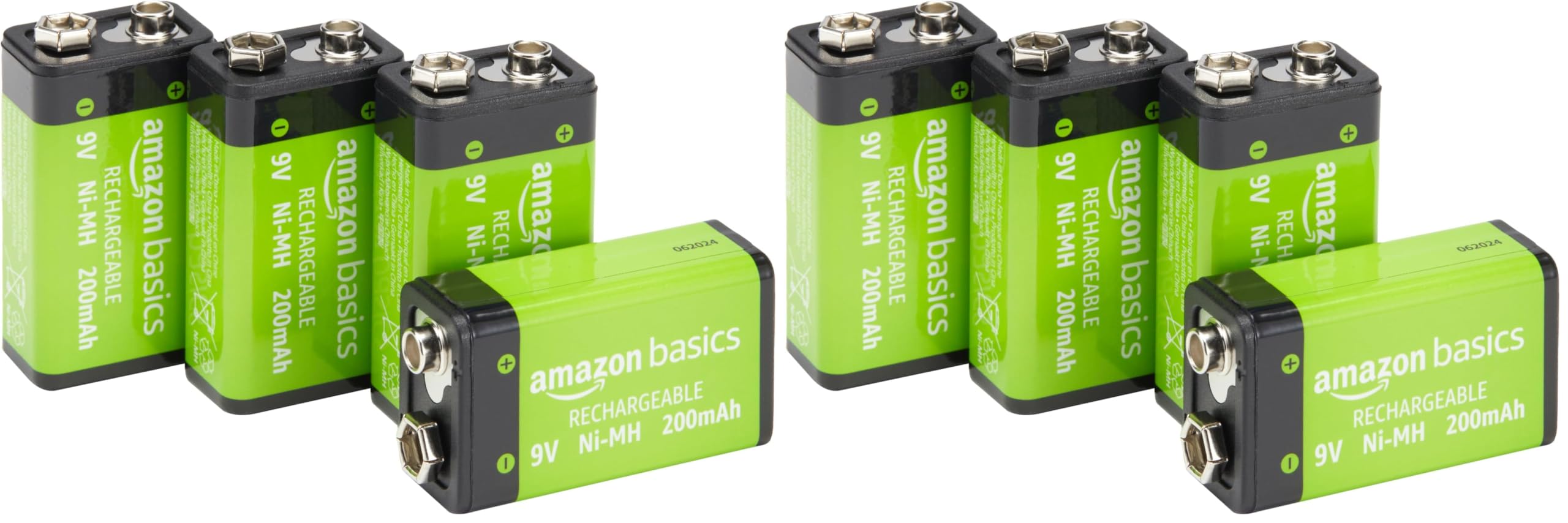 AmazonBasics Batterie 9V Ricaricabili NiMH 200mAh 4 Pezzi