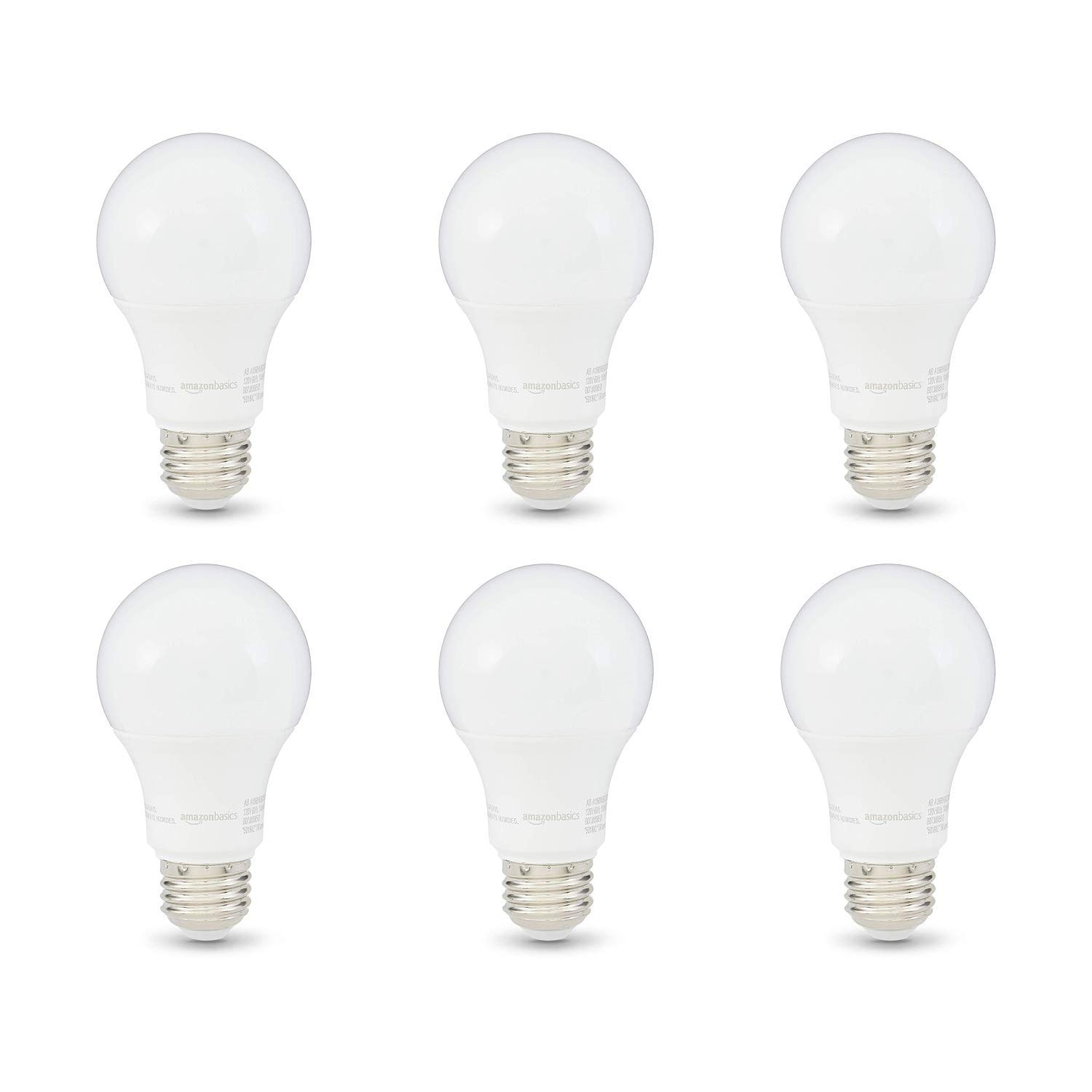 Amazon Basics A19 Lampadina LED E27 60W 6pz Bianco Caldo