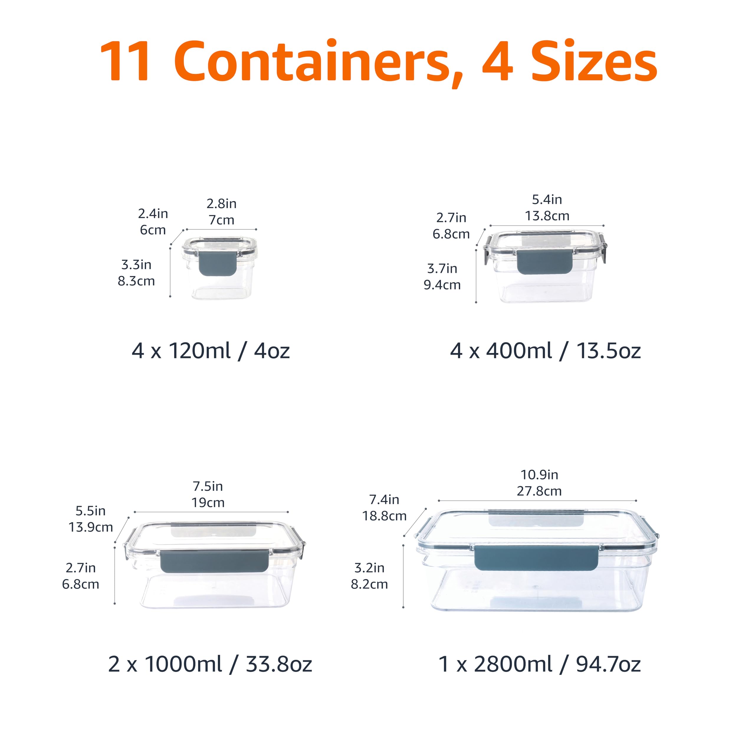 AmazonBasics Contenitori alimenti Tritan 22 pezzi ermetici