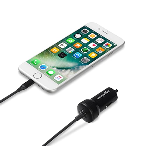 AmazonBasics Caricabatterie Auto Lightning 2,4A Nero 0,45m MFi