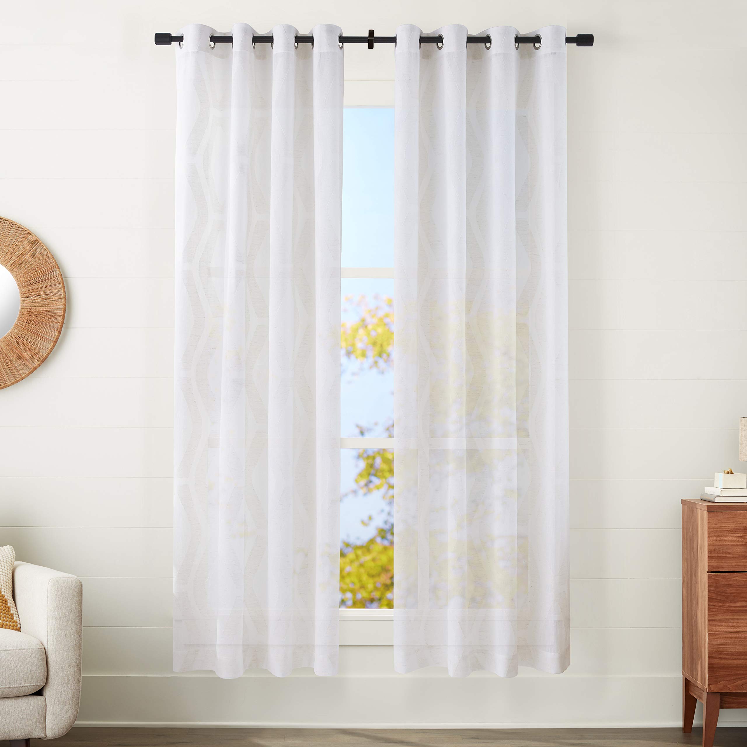 Amazon Basics Sheer Tende Velate Coppia 50x95 Avorio Effetto Lino