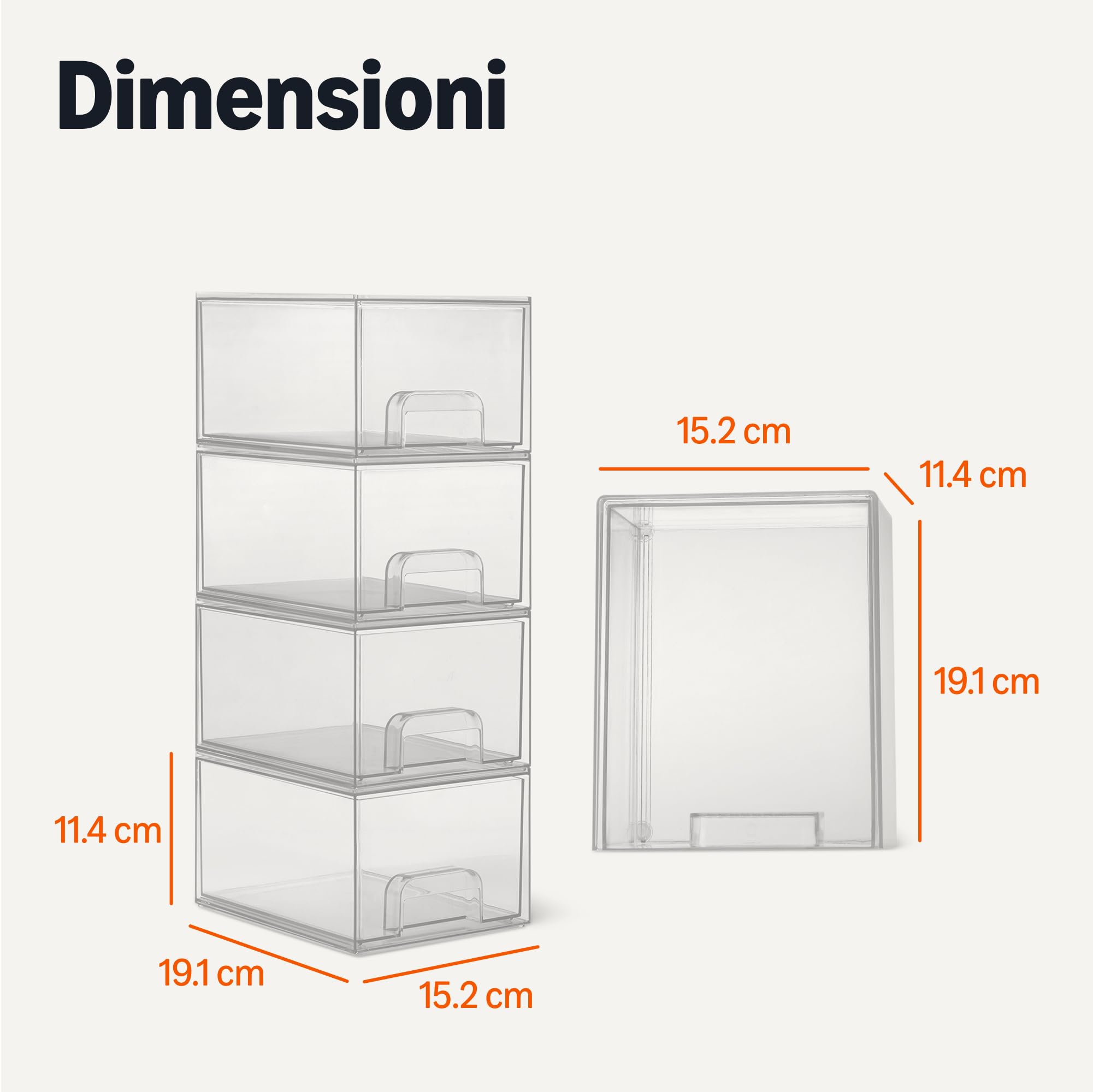 Amazon Basics organizer trucco trasparente 4 pezzi 11,3 cm