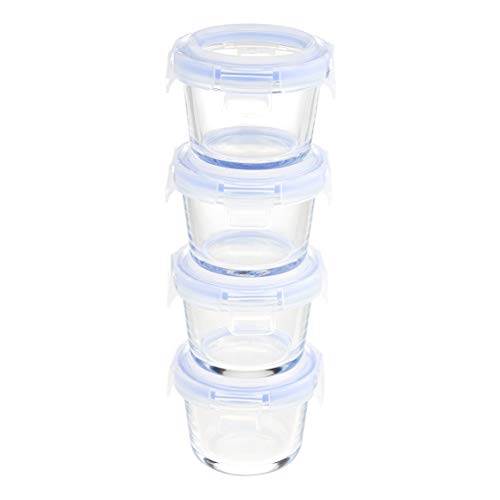 AmazonBasics ABL001 contenitori vetro 120 ml 4 pezzi borosilicato