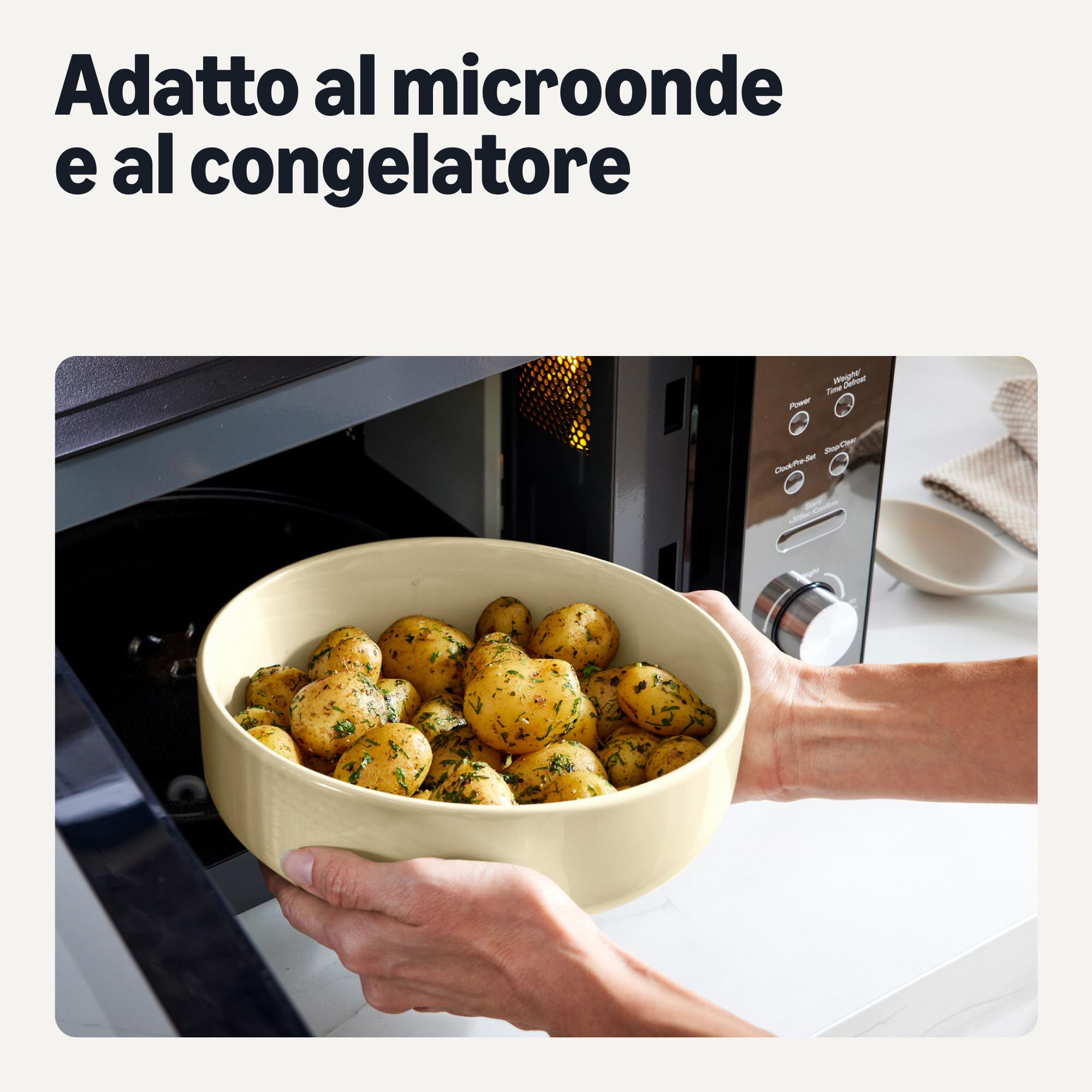 Amazon Basics Set 3 Ciotole Gres Avorio Impilabili