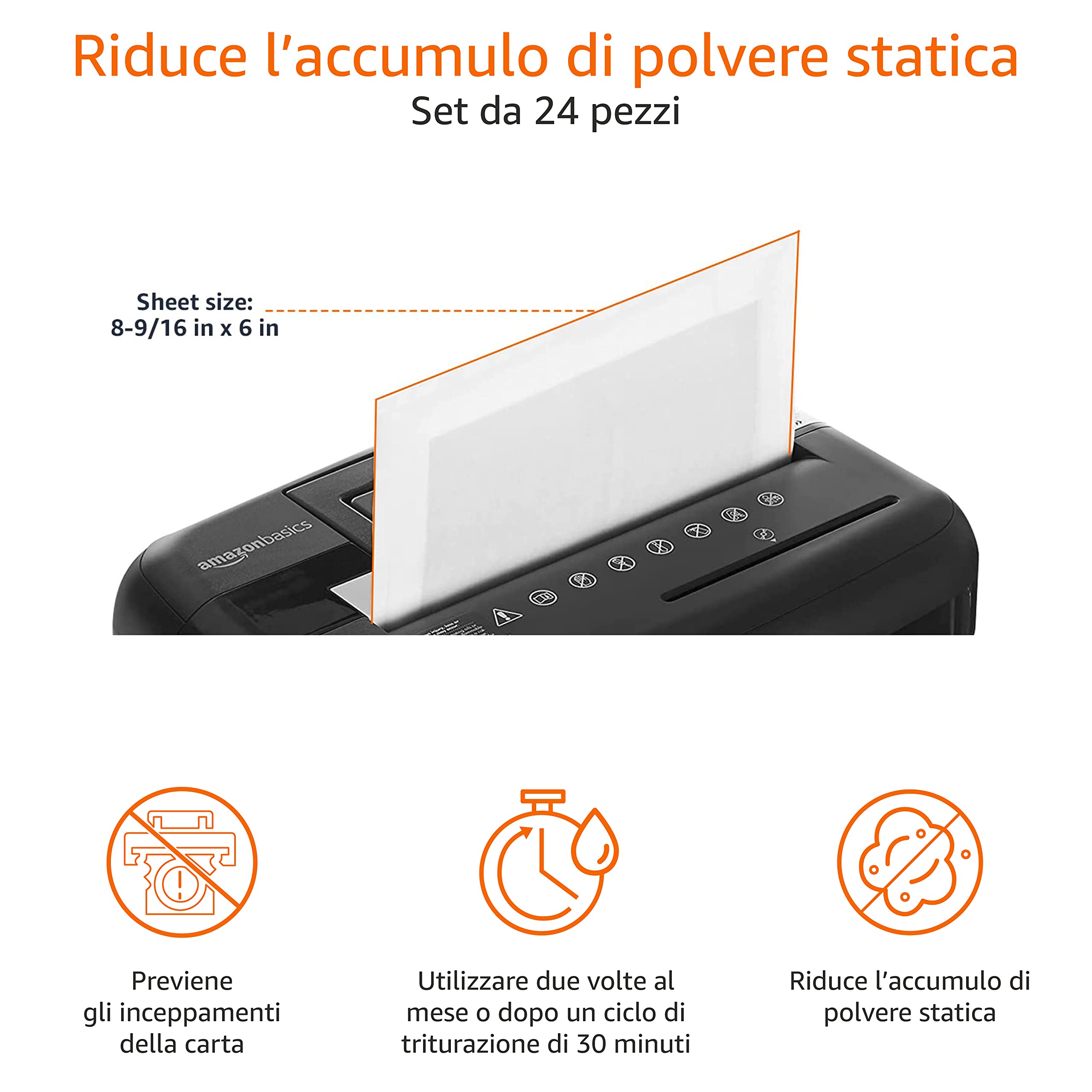 AmazonBasics Fogli Lubrificanti Distruggidocumenti 24 Pezzi
