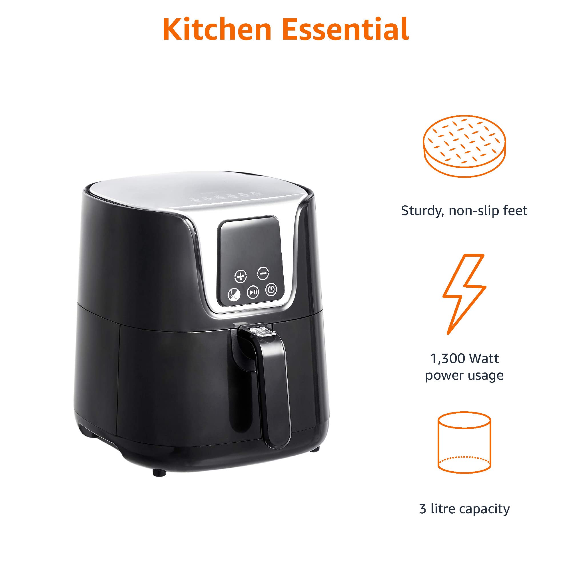 AmazonBasics Vecchio Modello 4L Friggitrice ad Aria Nera Digitale