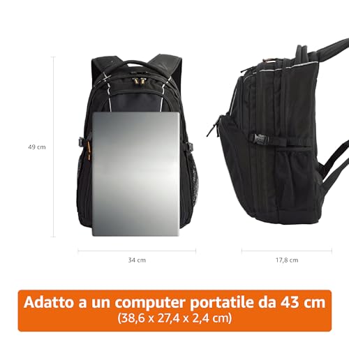 AmazonBasics Zaino per Laptop 17 Pollici Nero Imbottito