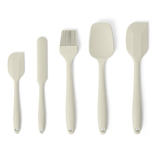 Amazon Basics Set 5 Spatole Silicone Grigio Lino Antiaderenti