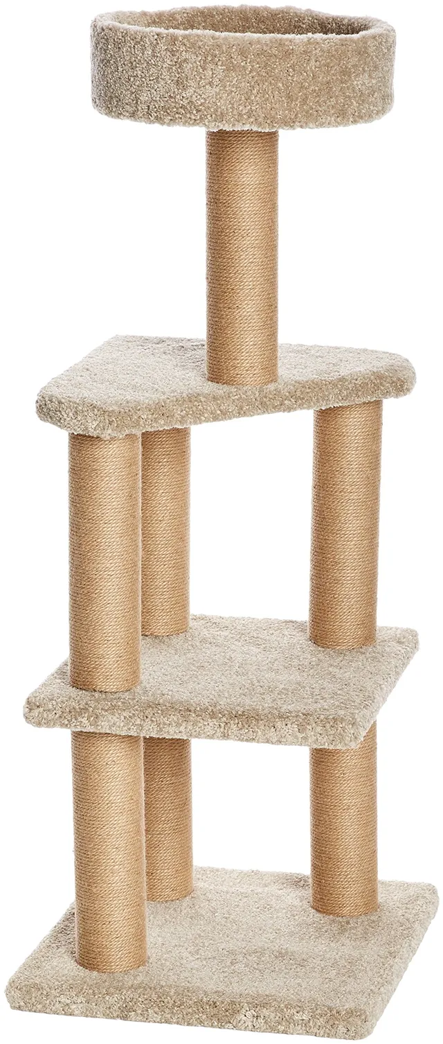 AmazonBasics Tiragraffi per Gatti Beige 117 cm 3 Piani