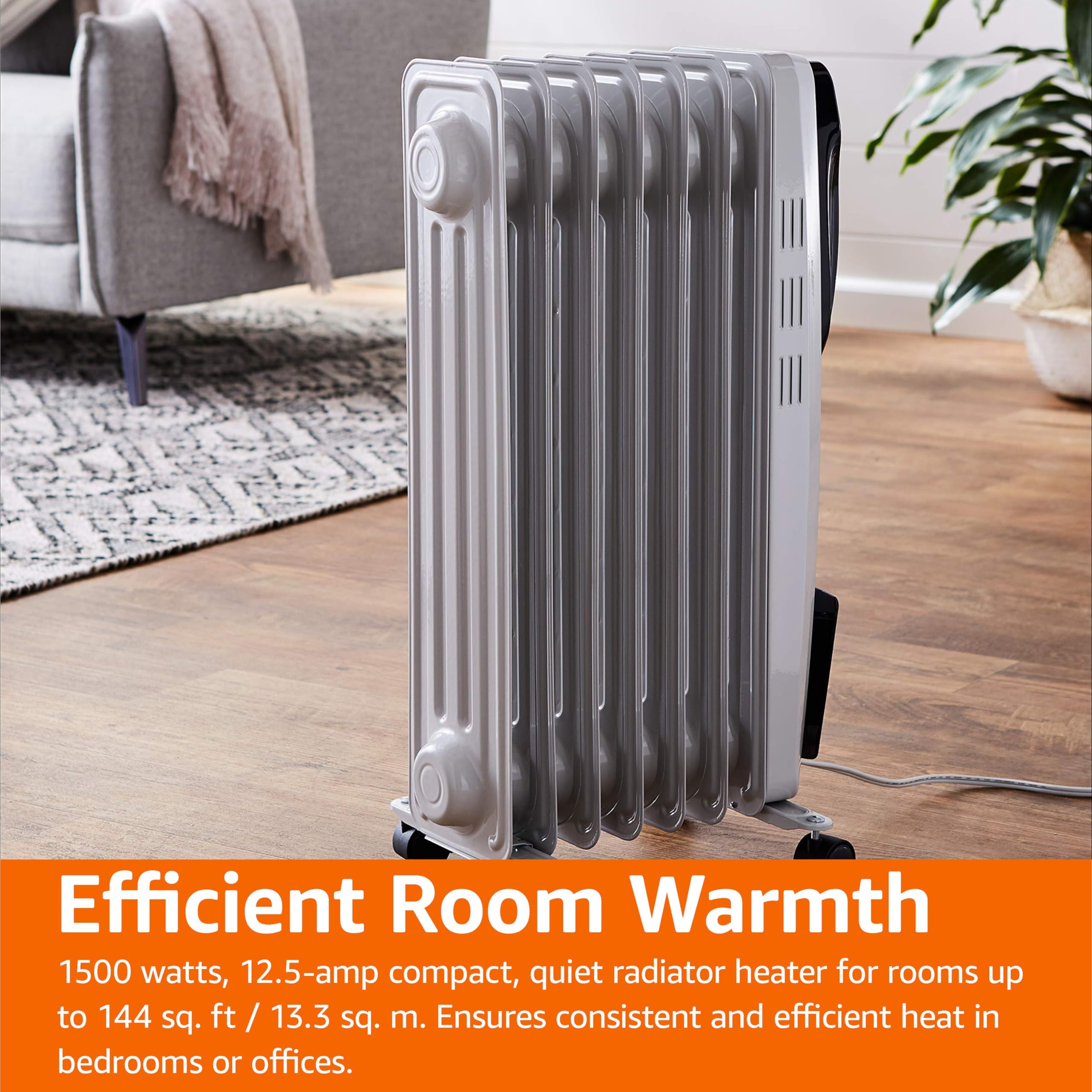 Amazon Basics Termosifone Olio 1500W Bianco 7 Elementi