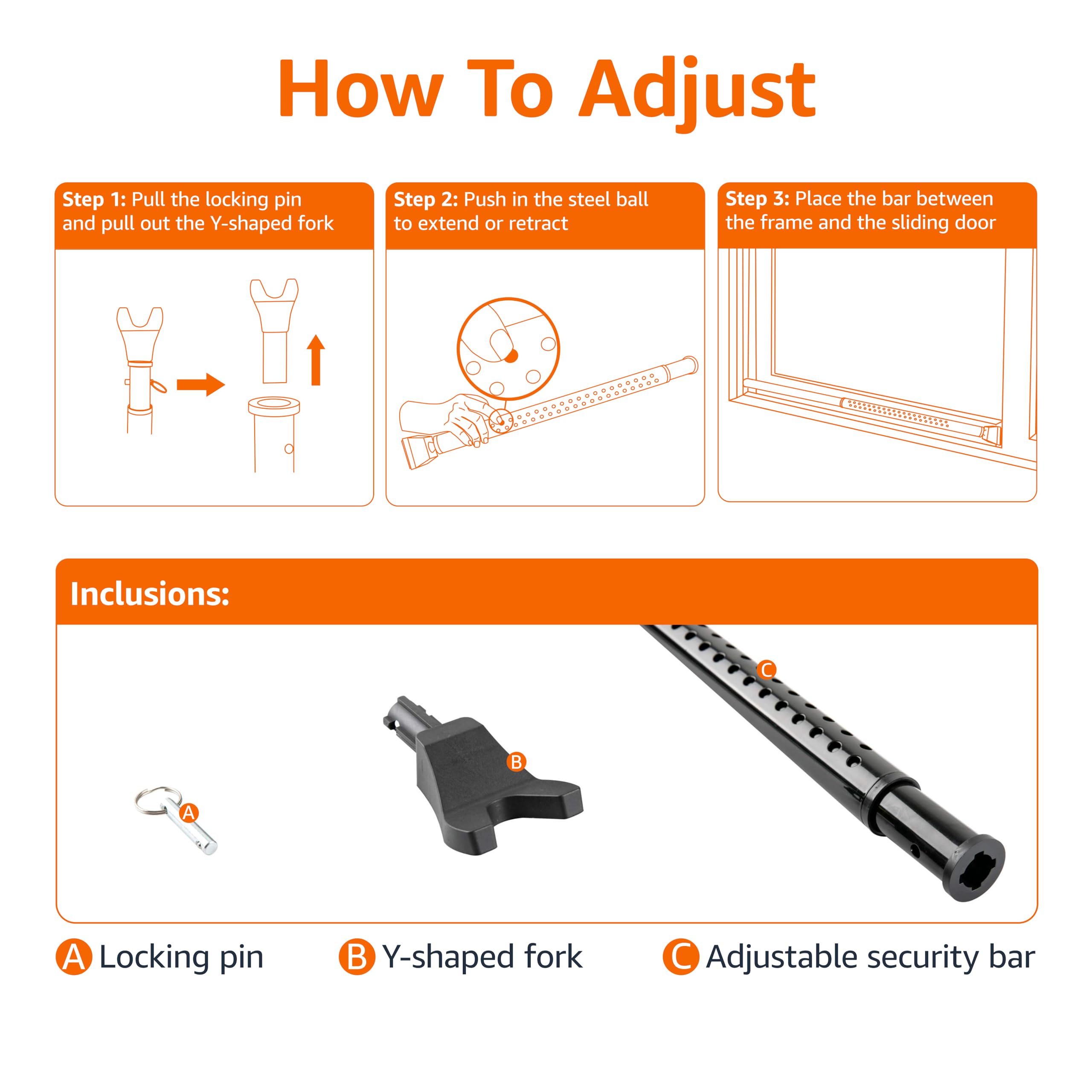 AmazonBasics Spranga Regolabile 73,6-114 cm Nera Acciaio 1 pz