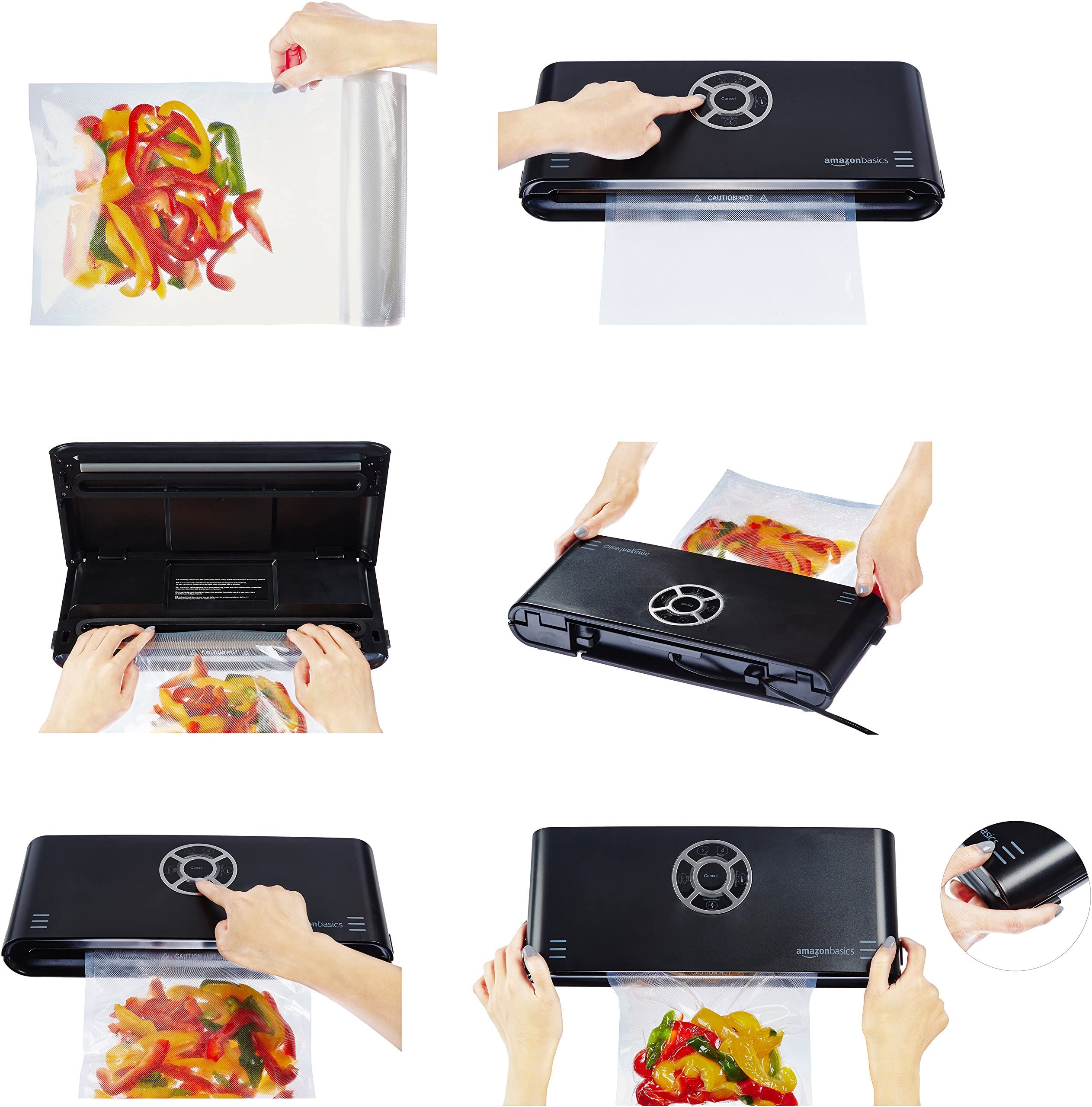 Amazon Basics Macchina Sottovuoto 30 cm Nero +10 Sacchetti