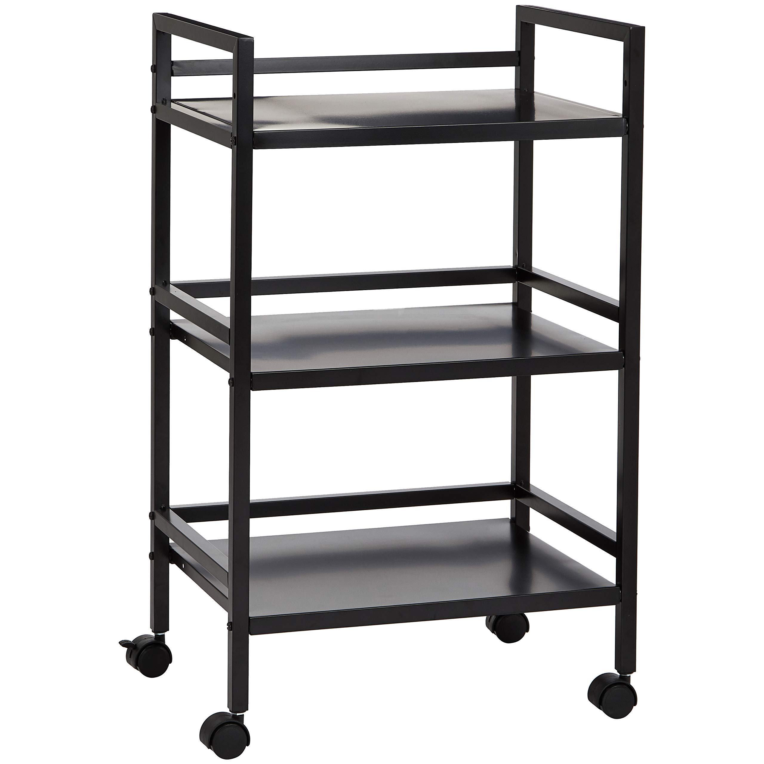 AmazonBasics Carrello 3 Ripiani Portaoggetti Metallo Nero Ruote