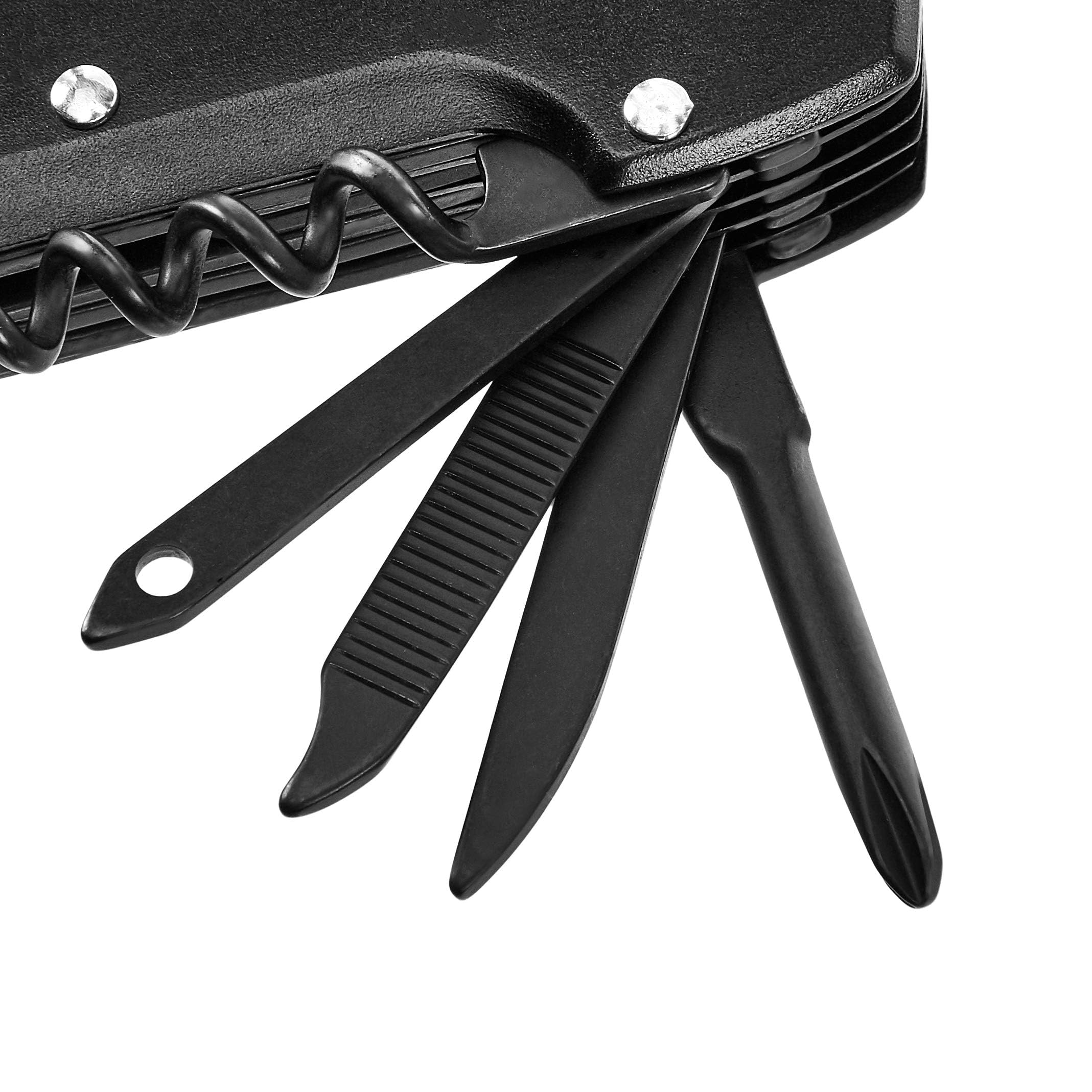 AmazonBasics 15 in 1 Coltello Multiuso Nero Acciaio Inox