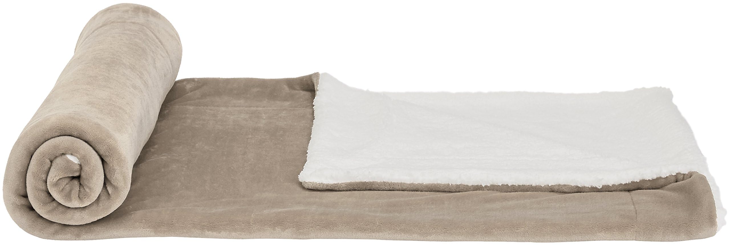 AmazonBasics Plaid Copriletto Sherpa 220x240 Tortora Morbido