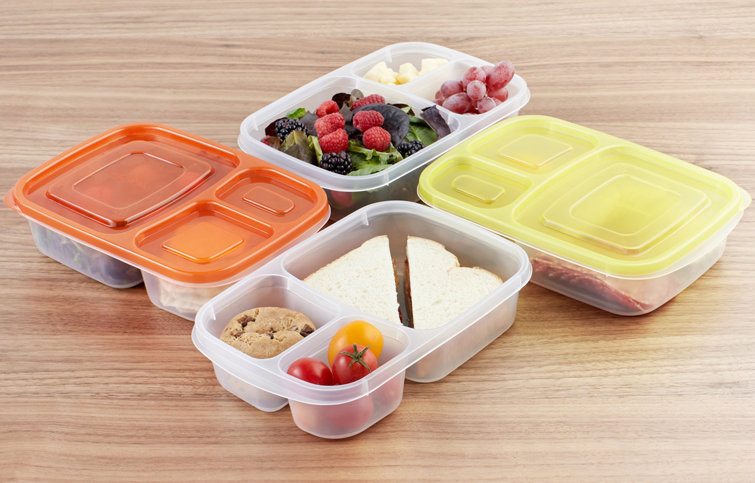 Amazon Basics Bento Lunch Box 3 Scomparti Set 4 Pezzi
