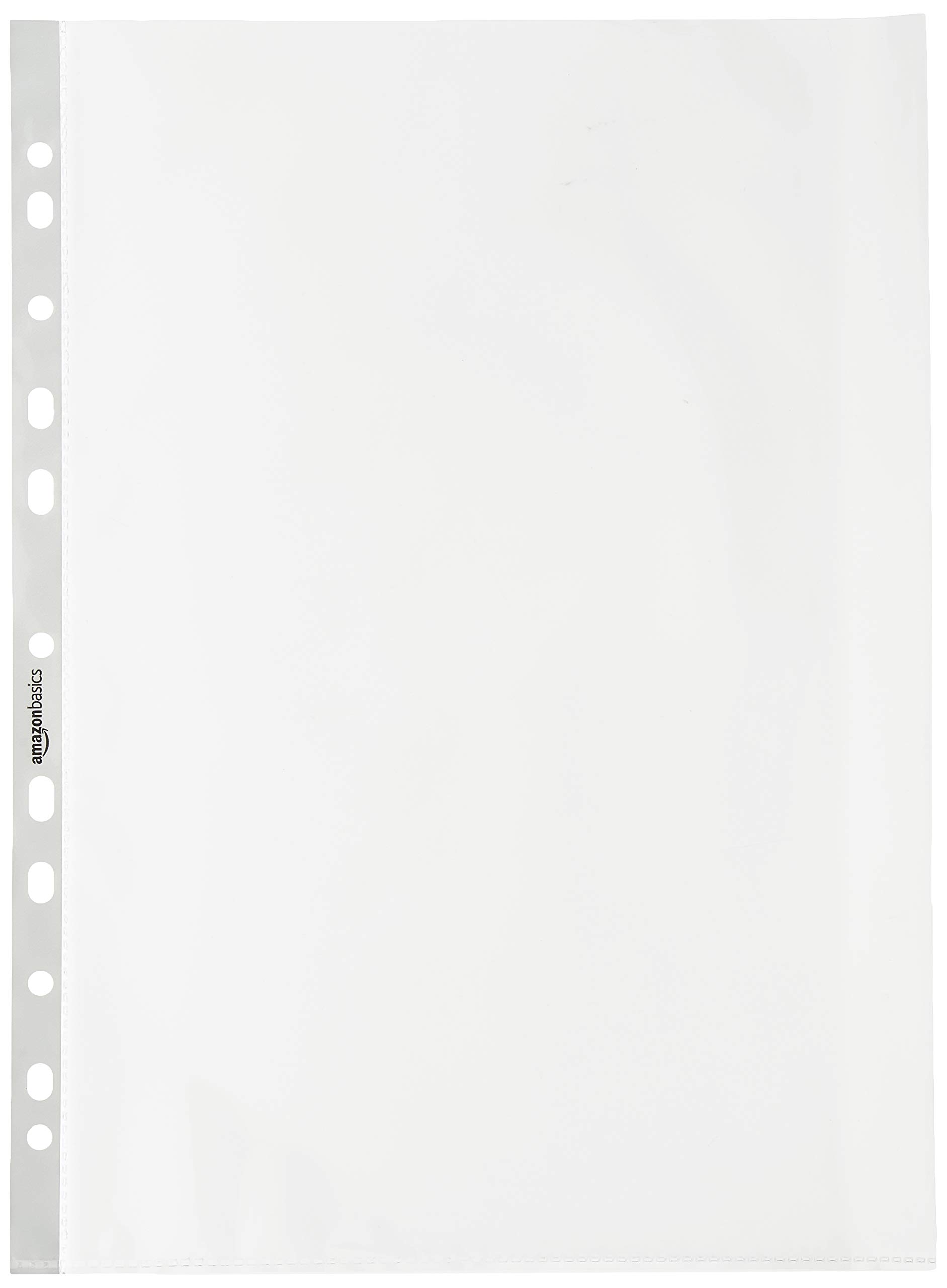 AmazonBasics Buste Forate A4 80 Micron 100 Pezzi Antiriflesso
