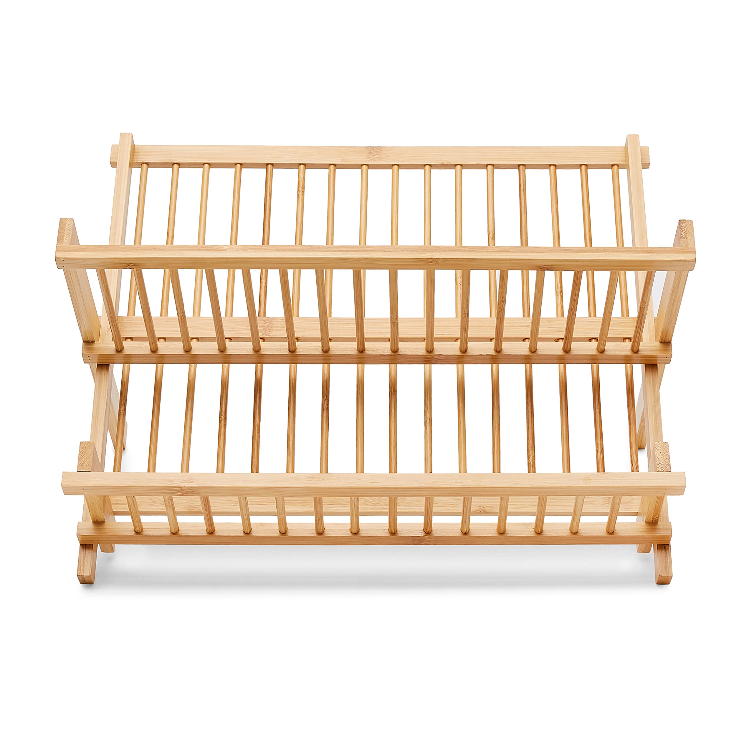 Amazon Basics scolapiatti in bambù 2 livelli pieghevole naturale