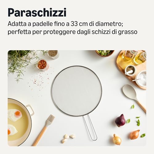 Amazon Basics Paraschizzi Padella Inox 33 cm Antigrasso