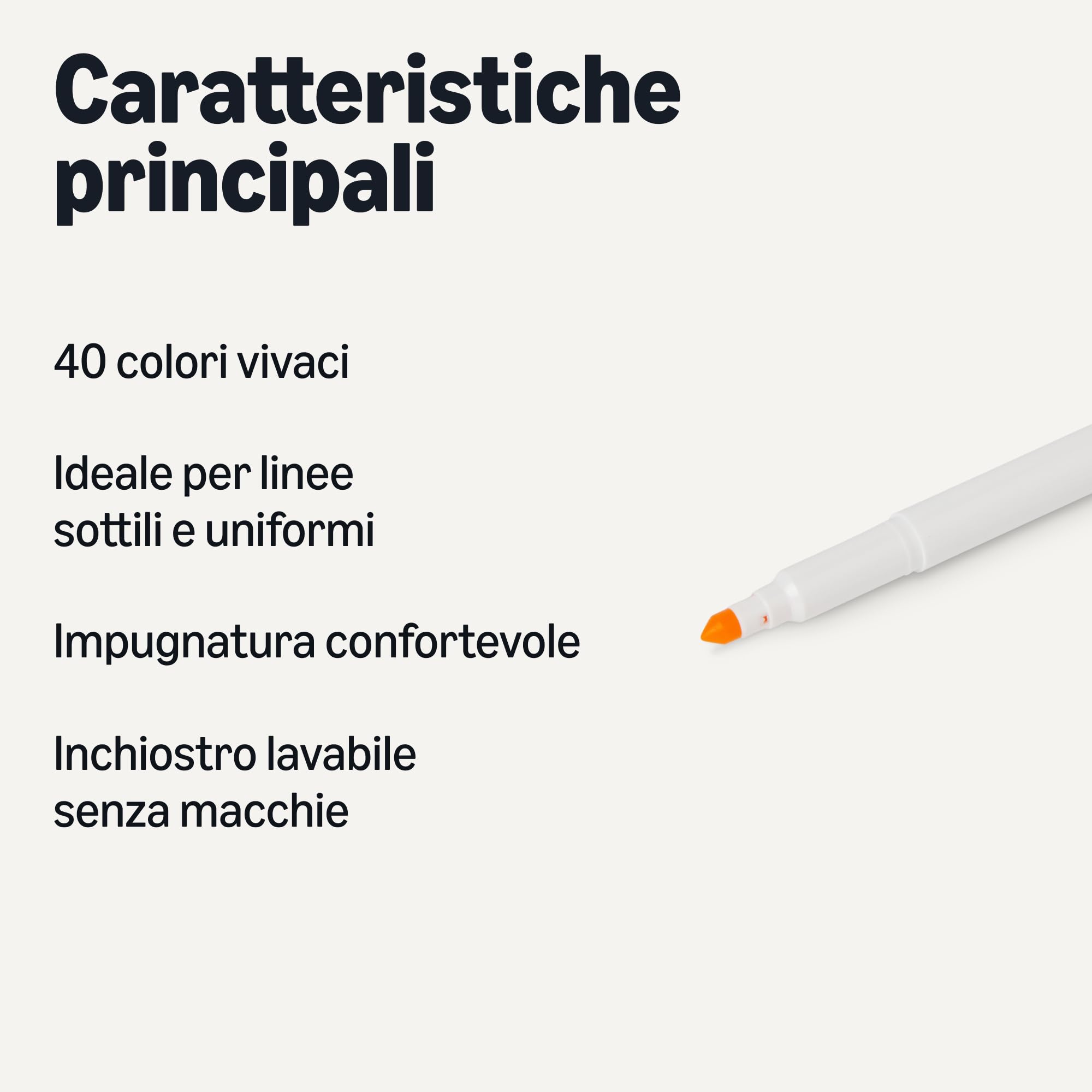 Amazon Basics Pennarelli Lavabili Broad Line 40 Pezzi Maxi