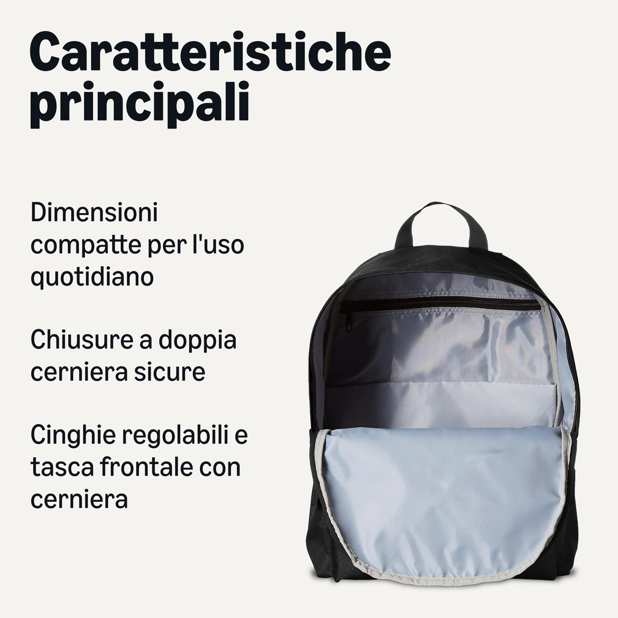 Amazon Basics Classico Zaino Nero 24 Litri Porta Laptop