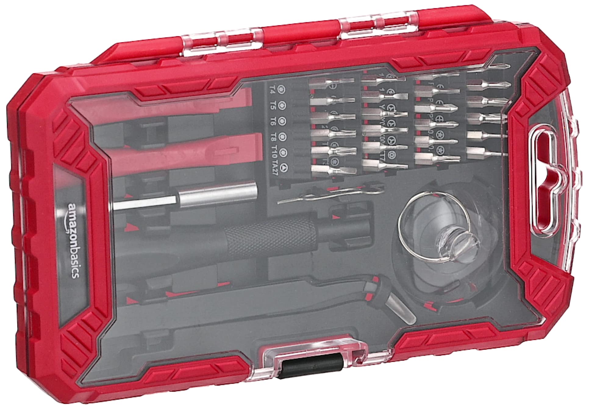 AmazonBasics Set Cacciaviti Precisione 32 Pezzi Rossi Magnetici