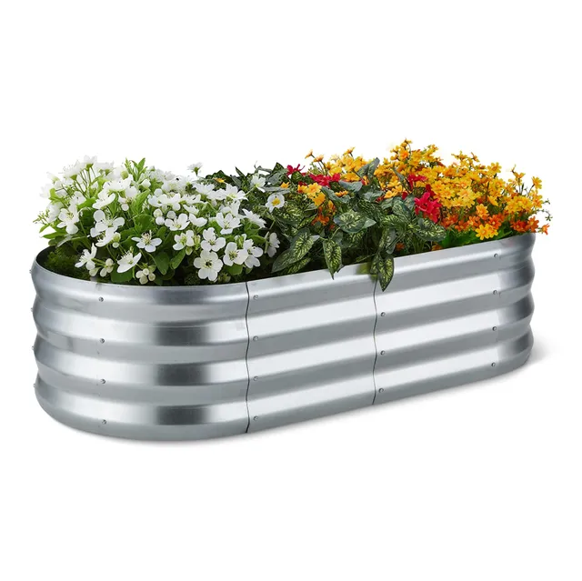 Amazon Basics letto giardino rialzato aiuola 122x61cm argento acciaio