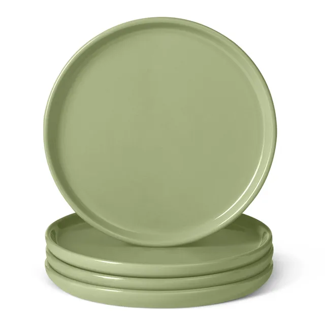 AmazonBasics Set 4 Piatti Antipasti 17 cm Verde Oliva Gres