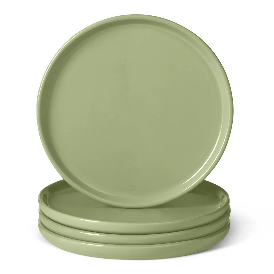 AmazonBasics Set 4 Piatti Antipasti 17 cm Verde Oliva Gres
