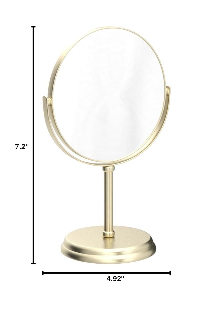 AmazonBasics Specchio Cosmetico Tavolo 1x/5x Oro Bifacciale