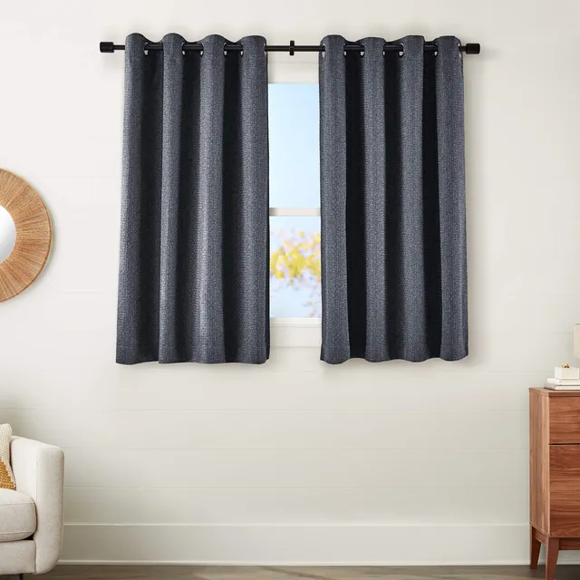 AmazonBasics Basket Weave 100% Blackout tende oscuranti 2 pz blu con occhielli