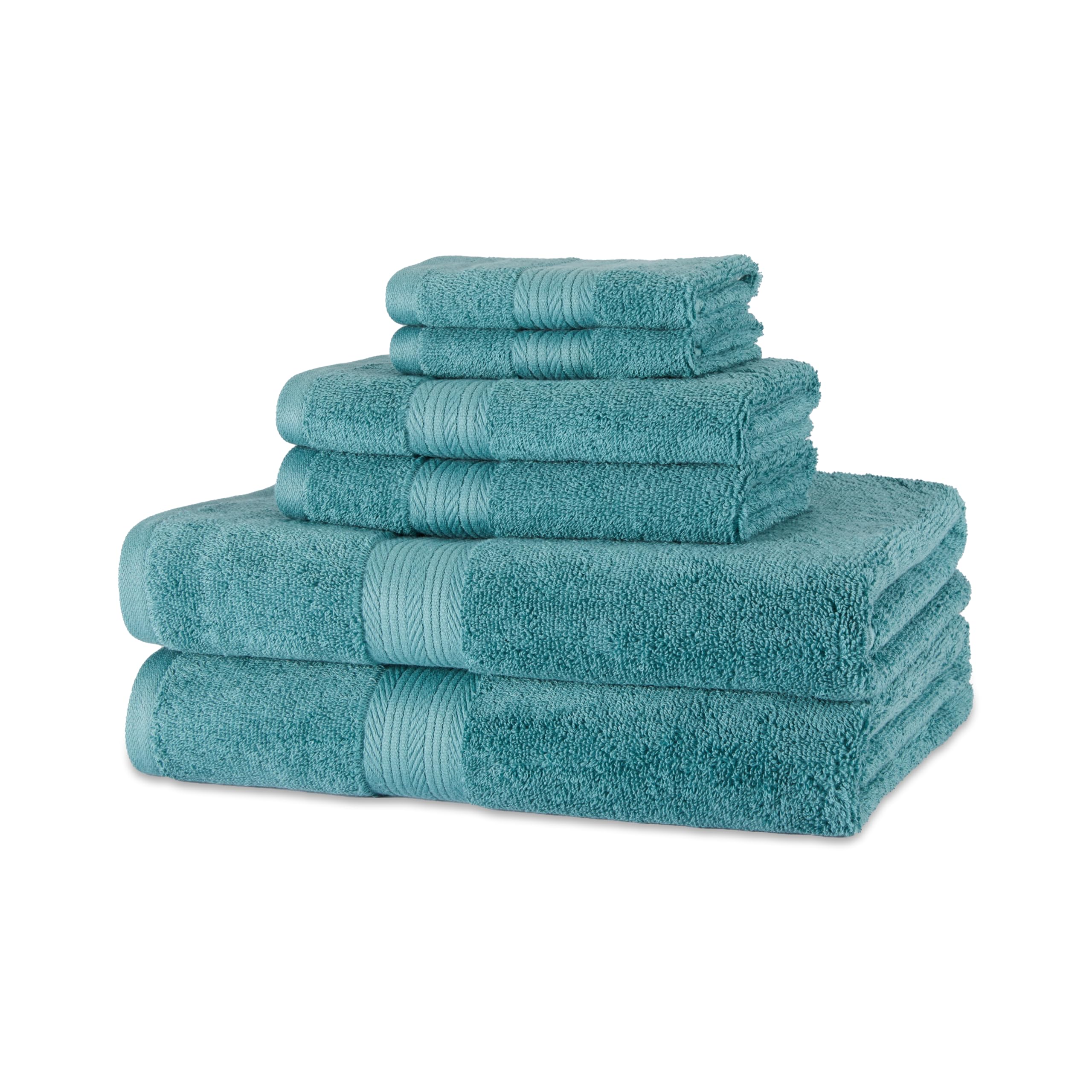 AmazonBasics Set Asciugamani Cotone Bio 6 Pezzi Verde Acqua