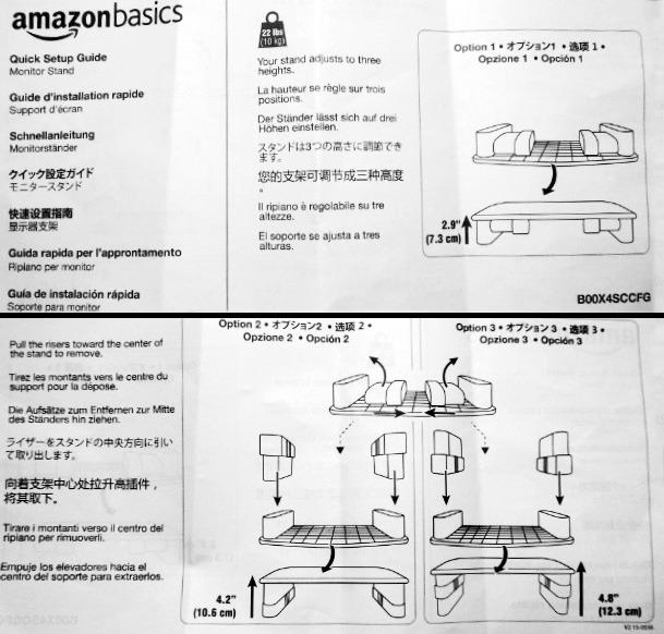 AmazonBasics Supporto Rialzato Monitor Nero 10kg regolabile