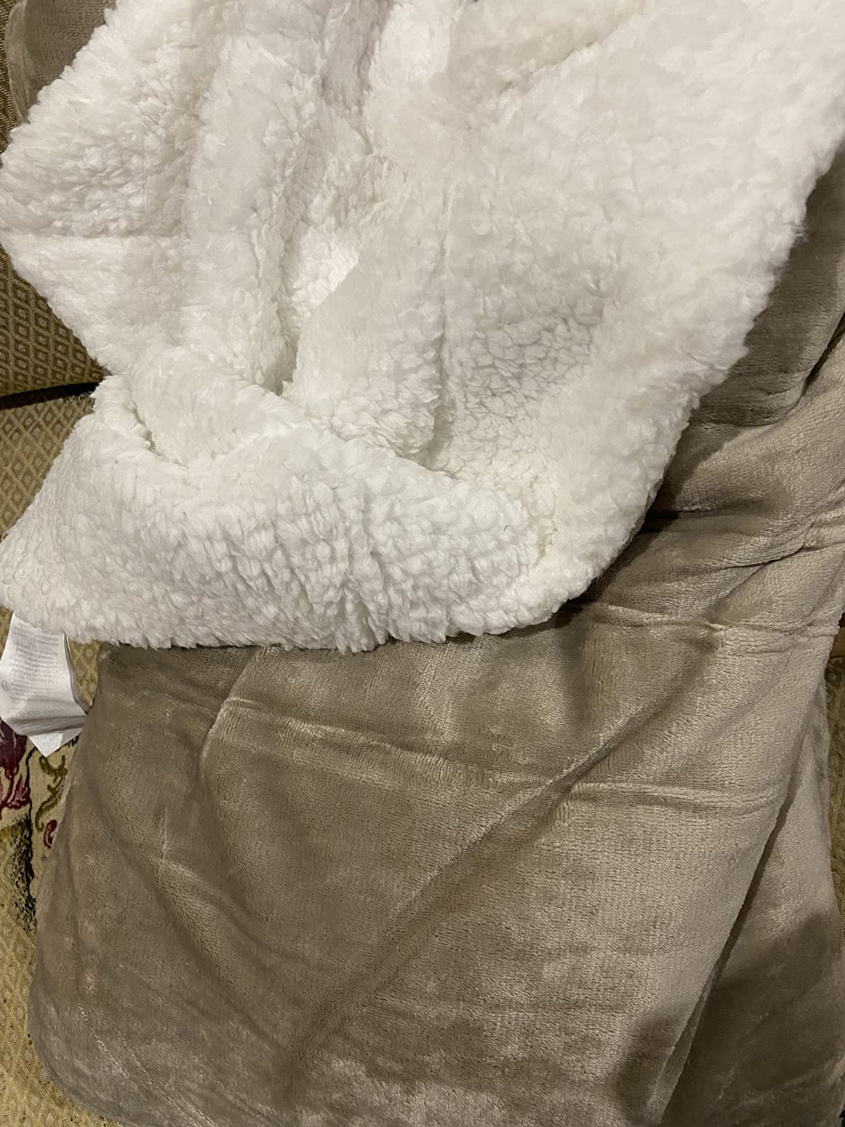 AmazonBasics Plaid Copriletto Sherpa 220x240 Tortora Morbido