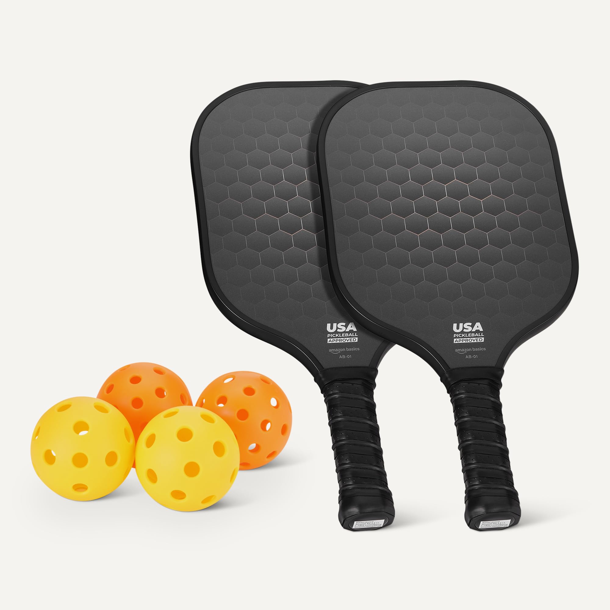 Amazon Basics Stealth racchette da pickleball set 2 nero vetro