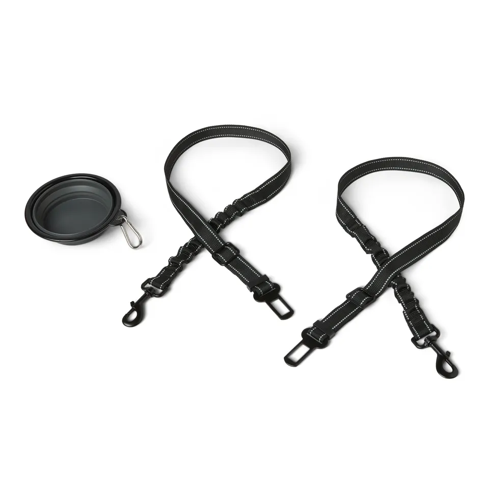 Amazon Basics cintura sicurezza cane nera taglia unica con ciotola