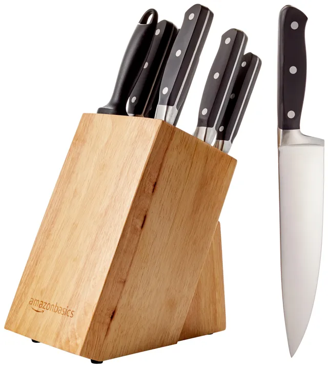 Amazon Basics Set coltelli 9 pezzi con ceppo nero