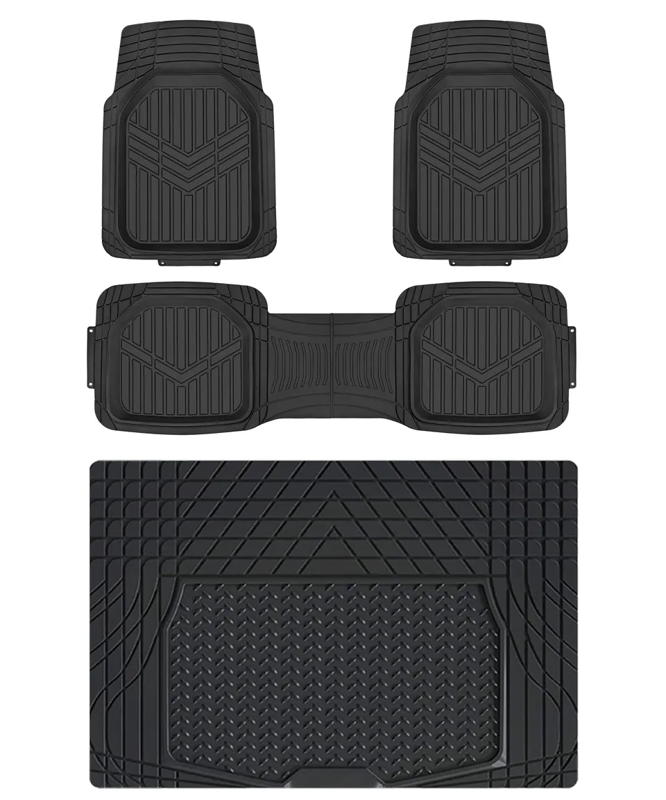 AmazonBasics Tappetini Auto in PVC 4 Pezzi Neri Antiscivolo