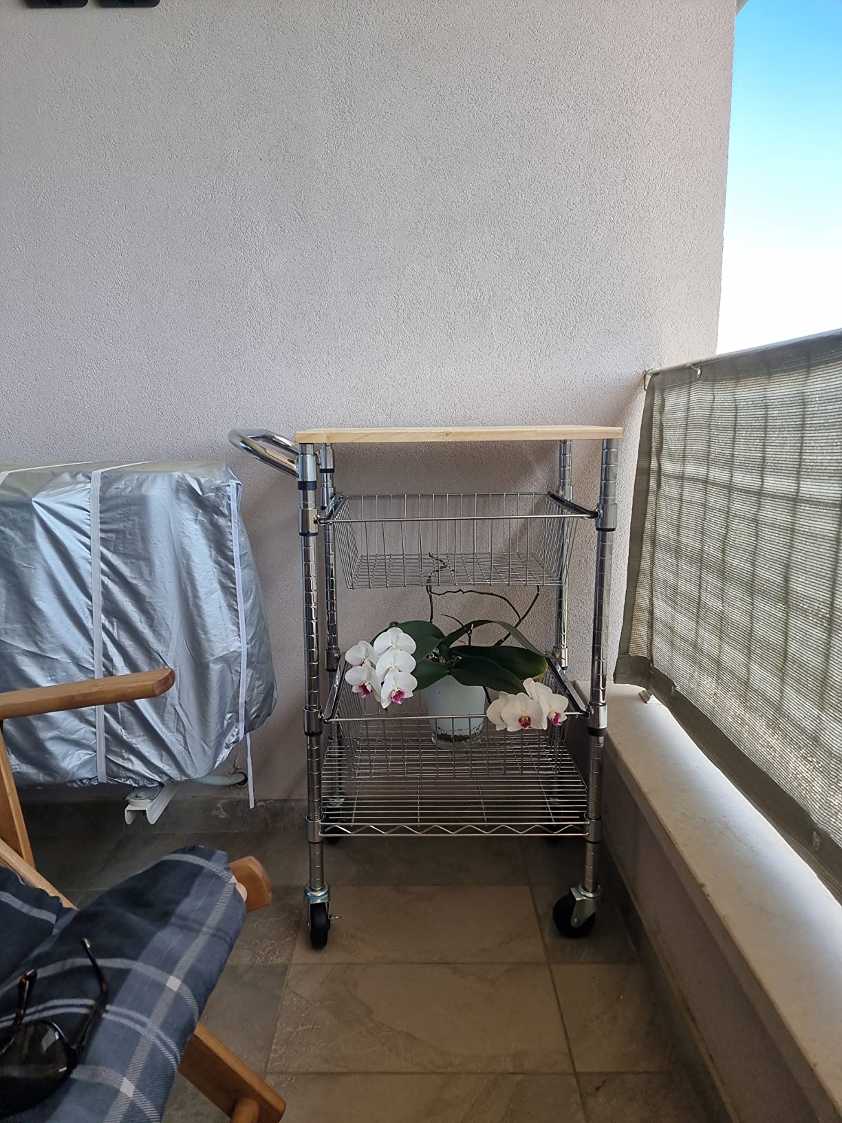 AmazonBasics Carrello cucina 3 ripiani ruote argento