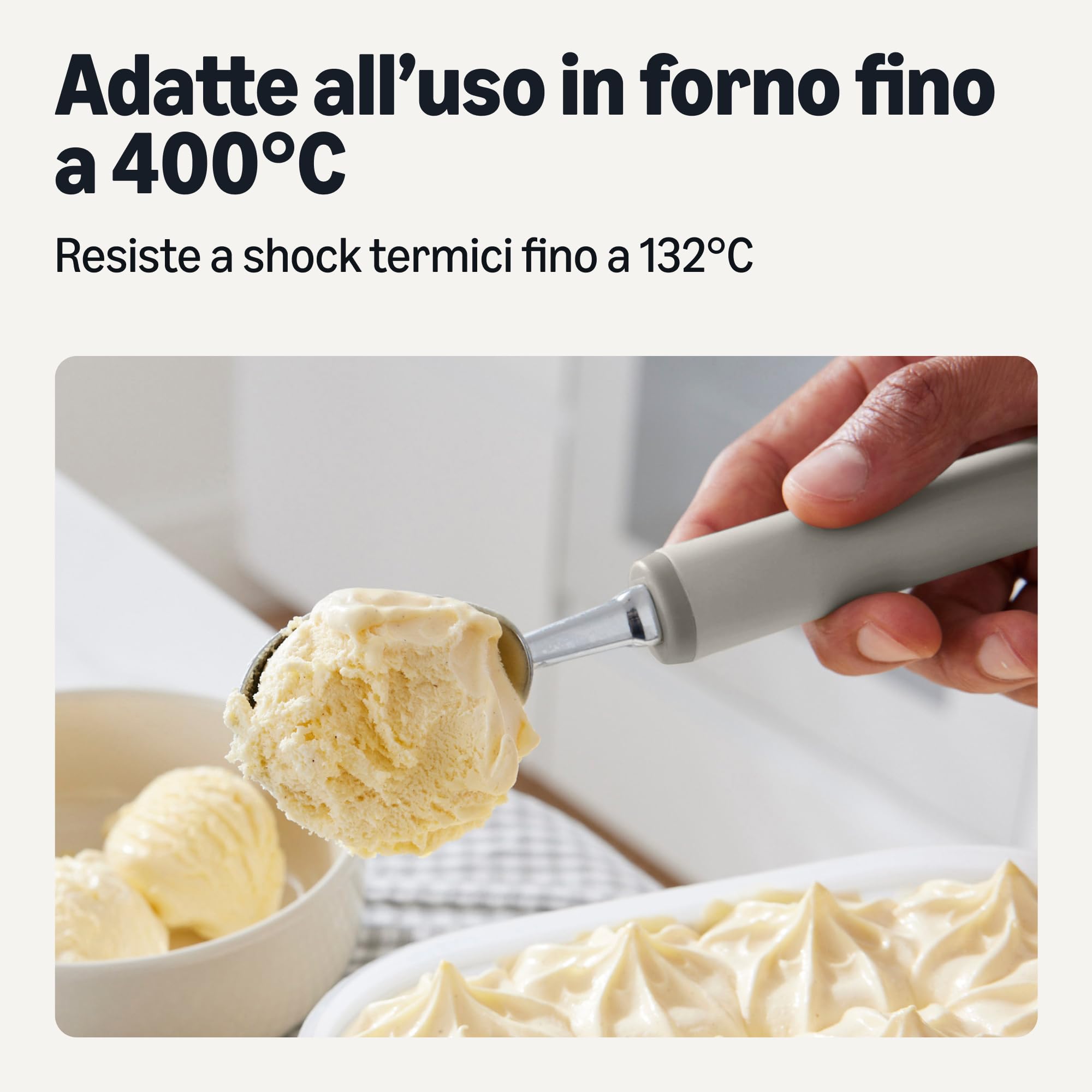 Amazon Basics porzionatore gelato impugnatura morbida grigio lino