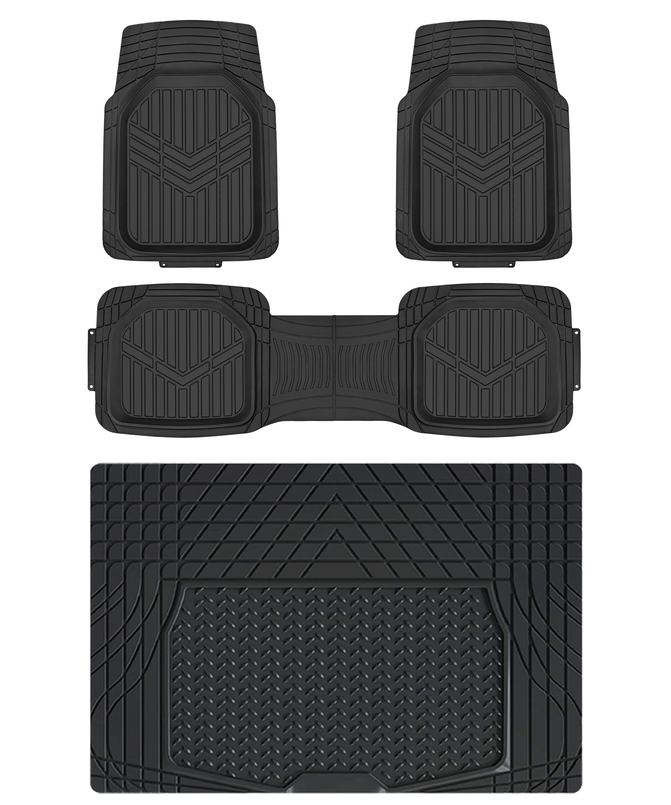 AmazonBasics Tappetini Auto in PVC 4 Pezzi Neri Antiscivolo