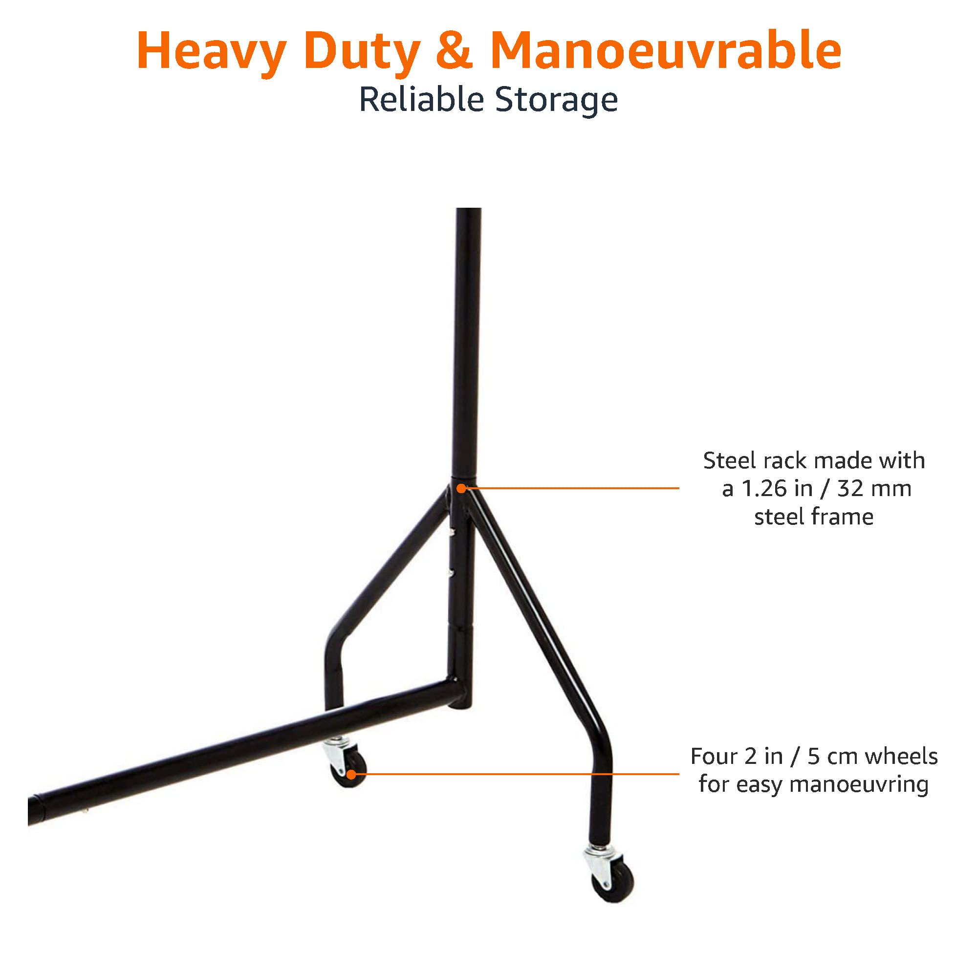 Amazon Basics Stand Appendiabiti 1,21 x 1,52 m Nero Acciaio