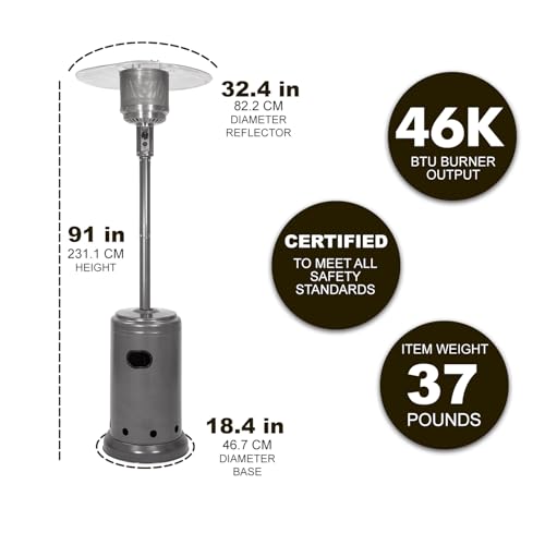 Amazon Basics 62108 stufa fungo esterni grigia 13,48 kW