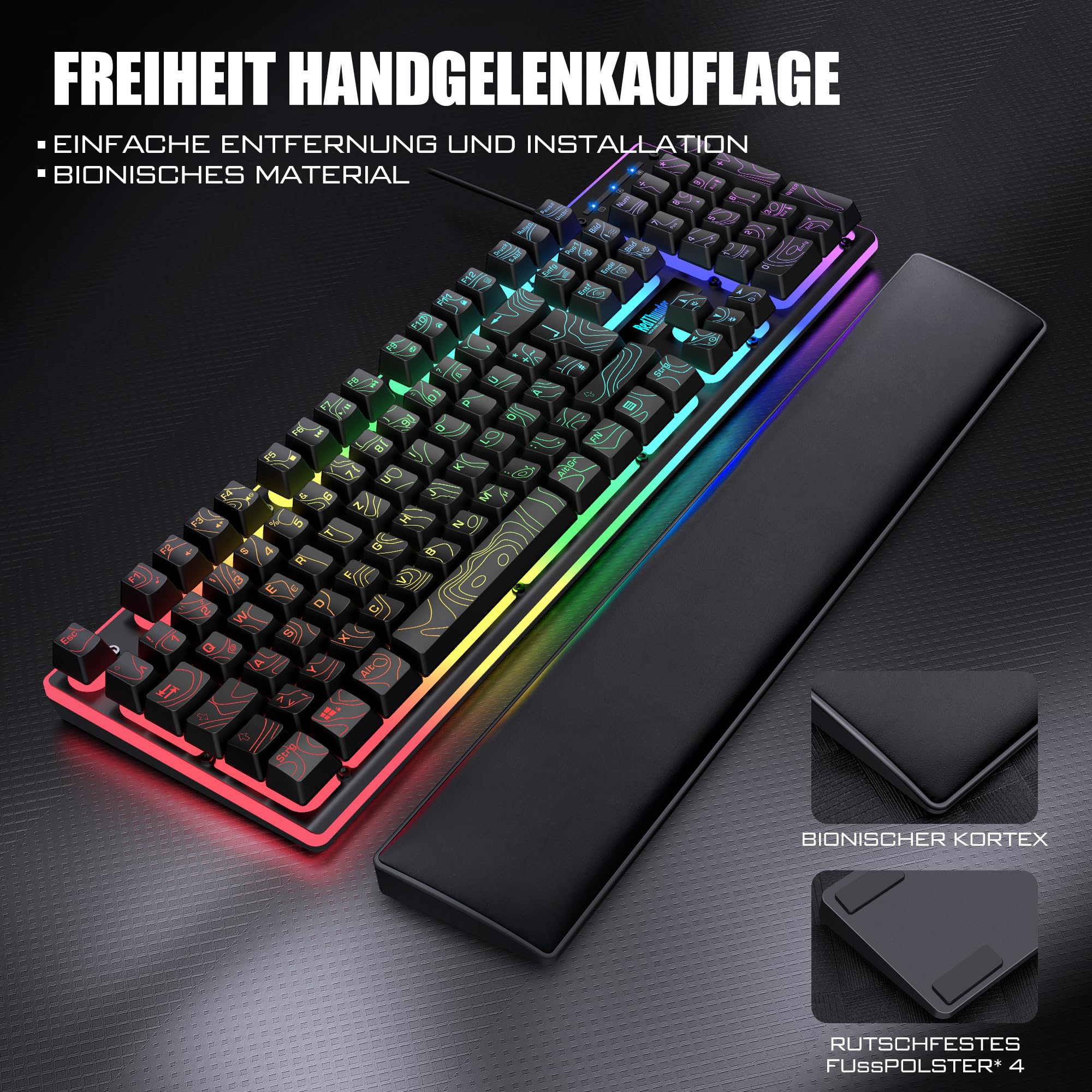 RedThunder K10 Set Tastiera Mouse Gaming RGB QWERTZ